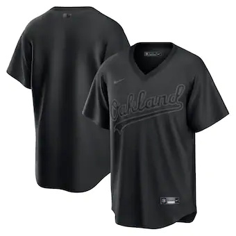 mens nike black oakland athletics pitch black fashion repli